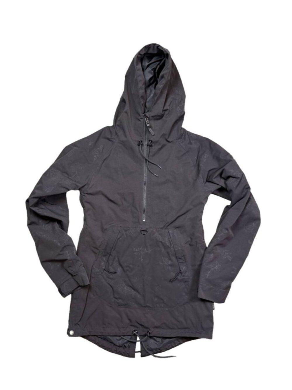 Armada Floral Print Ski Jacket Black Hooded Anorak Snowboard Shell Size Small